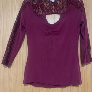 Candie's Burgundy Lace Accent Blouse